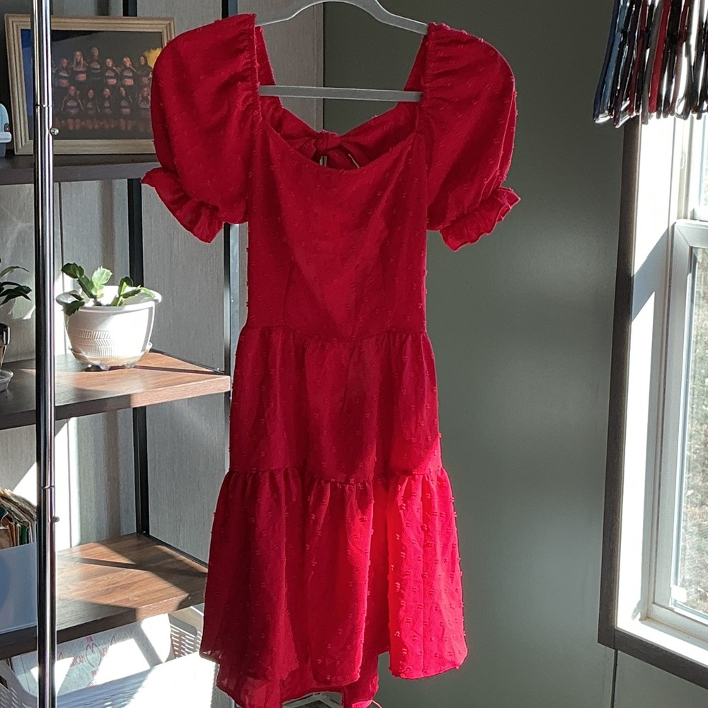 Red Puff Sleeve Dress